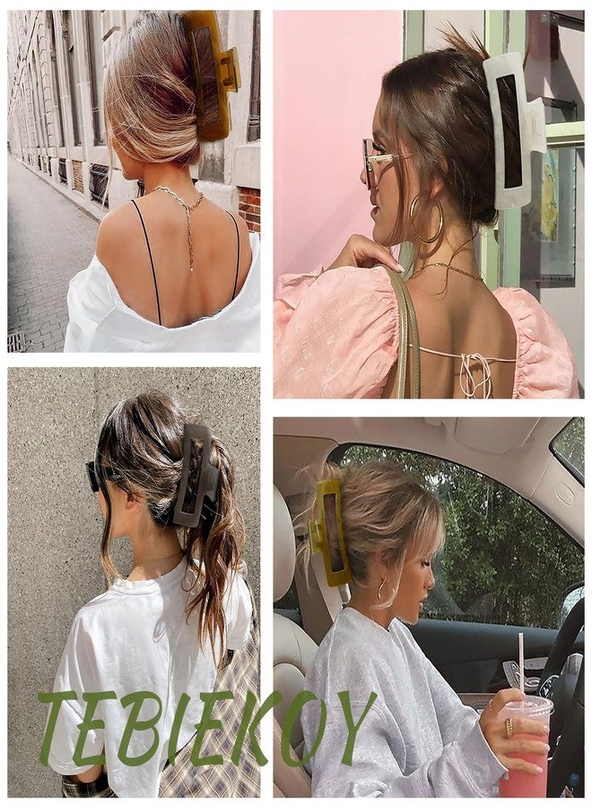 TEBIEKOY Extra Large Hair Claw Clips for Women, 5 Inch Unbreakable Large Rectangle Claw Clips for Thick Hair Neutral Huge Hair Clips Non-slip Hair Claws Tight Strong Hold Hair Claw for Women Girls 4 Packs - Image 5